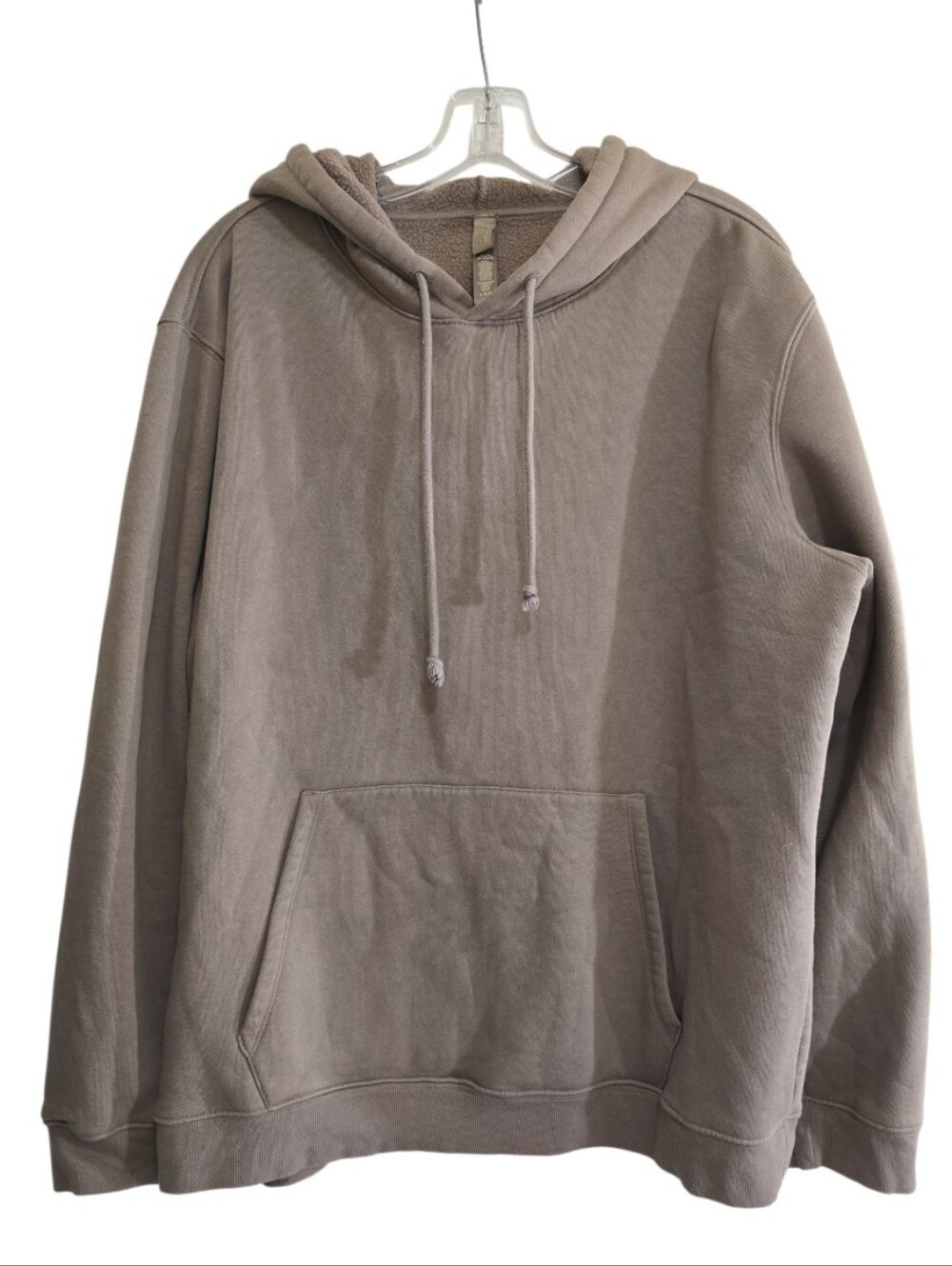 Skims Taupe Boyfriend Fleece Hoodie Large Cotton Blend Kangaroo Pocket